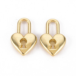 Rack Plating Alloy Charms, Cadmium Free & Lead Free, Heart Shape Lock, Light Gold, 15x10x2.5mm, Hole: 6x2.5mm(PALLOY-N155-80-RS)