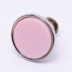 Alloy Button Pins for Jeans, with Resin, Garment Accessories, Flat Round, Pearl Pink, 16x15mm, Pin: 1.2mm, Hole: 1.2mm(PJ-TAC0003-01P-11)