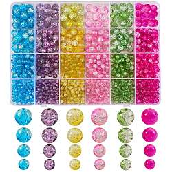 1500Pcs 24 Style Baking & Spray Painted Crackle Glass Beads, Round, Two Tone, Orchid, 4~10mm, Hole: 1.1~1.6mm(CCG-SZ0001-13B)