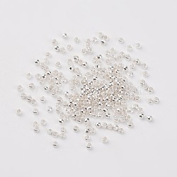 Brass Crimp Beads, Cadmium Free & Nickel Free & Lead Free, Rondelle, Silver Color Plated, about 2mm in diameter, 1.2mm long, hole: about 1.2mm(E002-NFS)