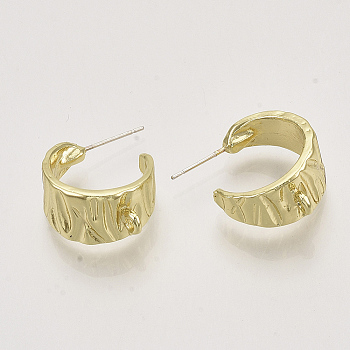 Alloy Stud Earring Findings, Half Hoop Earrings, with Loop, Light Gold, 22x10mm, Hole: 1.8mm, Pin: 0.6mm