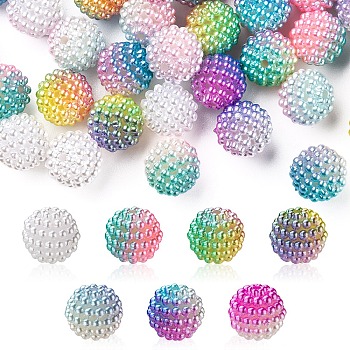 Imitation Pearl Acrylic Beads, Berry Beads, Combined Beads, Round, Mixed Color, 12mm, Hole: 1mm, about 50pcs/bag