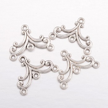 Alloy Chandelier Components, Lead Free and Cadmium Free, Antique Silver Color, 27x21x1.5mm, Hole: 2mm