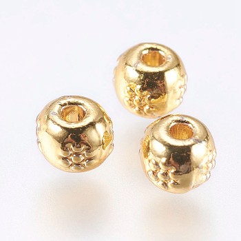 Alloy Beads, Real 18K Gold Plated, Rondelle, Golden, 4.5x3.5mm, Hole: 1mm