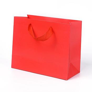 Kraft Paper Bags, with Handles, Gift Bags, Shopping Bags, Rectangle, Red, 18x22x10.2cm