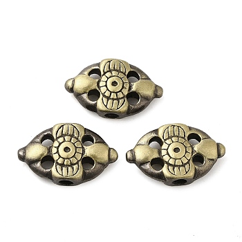 Tibetan Style Rack Plating Brass Bead, Long-Lasting Plated, Five-eyed Six-way Beads, Brushed Antique Bronze, 13x21.5x6mm, Hole: 3mm