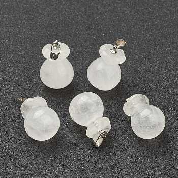 Natural Quartz Crystal Pendants, with Platinum Brass Findings, Lucky Bag, 20.5x13mm, Hole: 2.5x6mm