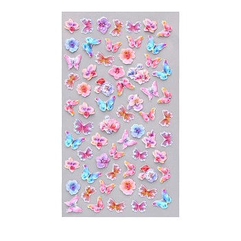 5D Watermark Slider Gel Nail Art, Butterfly & Flower Nail Art Stickers Decals, for Nail Tips Decorations, Light Salmon, 105x60mm