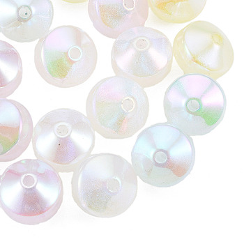 Rainbow Iridescent Plating Acrylic Beads, Glitter Beads, Bicone, Mixed Color, 14x11mm, Hole: 2mm