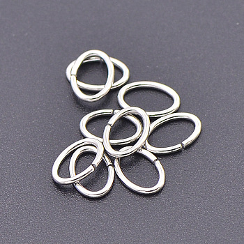Stainless Steel Jump Rings, Open Jump Rings, Oval, Stainless Steel Color, 18 Gauge, 9.6x6.5x1mm