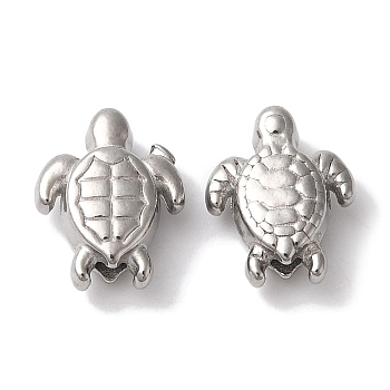 Non-Tarnish 304 Stainless Steel Beads, Tortoise, Stainless Steel Color, 11x9x4mm, Hole: 1mm