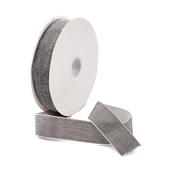 10 Yards Polyester Velvet Ribbon, Silver Glitter Ribbon, for DIY Jewelry Making, Dark Gray, 1 inch(25~26mm)