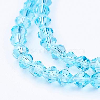 Light Sky Blue Glass Bicone Beads Strands(X-GLAA-S026-06)-2