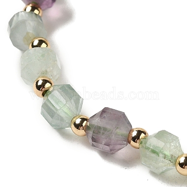 Faceted Natural Fluorite Stretch Beaded Bracelets(BJEW-P318-01G-01)-3