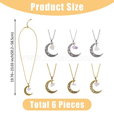 6Pcs 6 Style Synthetic Quartz Crystal & Citrine Chips Pendant Necklaces Set(NJEW-FI0001-24)-2