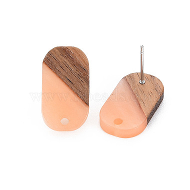 Opaque Resin & Walnut Wood Stud Earring(MAK-N032-034-B01)-3