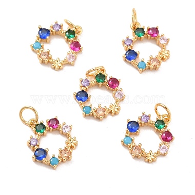 Real 18K Gold Plated Colorful Flat Round Brass Charms