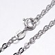 Rhodium Plated 925 Sterling Silver Cable Chains Necklaces(NJEW-M157-40C-24)-1
