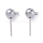 Non-Tarnish 304 Stainless Steel Ball Post Stud Earring Findings, with Loop and 316 Surgical Stainless Steel Pin, Stainless Steel Color, 17x9x6mm, Hole: 1.8mm, Pin: 0.7mm(X-STAS-Z035-01P-A)