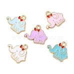 Alloy Enamel Pendants, Elephant Charm, Mixed Color, Golden, 16x18x1.3mm, Hole: 1.8mm(ENAM-M053-03G)