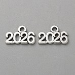Alloy Pendants, Number 2026 Charms, Antique Silver, 9x14x1.3mm, Hole: 1.8mm(FIND-TAC0017-59AS)