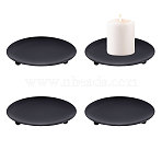 Iron Candle Holder, Flat Round, Black, 100x12mm(AJEW-WH0696-725)