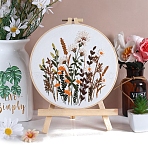 DIY Flower Pattern Embroidery Kits for Starter, Including Printed Fabric, Embroidery Thread & Needles, Embroidery Hoops, Instruction, Colorful, 200mm(PW-WG6B3E0-06)