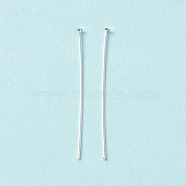 Brass Flat Head Pins, Cadmium Free & Lead Free, Silver, 29.5~30mm, Head: 1.8mm, Pin: 0.6mm, 22 Gauge(KK-WH0058-03C-S)