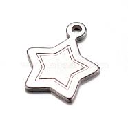 201 Stainless Steel Charms, Heart, Tag Charms, Stainless Steel Color, 16.5x13.5x1mm, Hole: 1.5mm(STAS-D429-45)