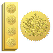 Self Adhesive Gold Foil Embossed Stickers, Medal Decoration Sticker, July Lotus, 5x5cm, 4pcs/sheet(DIY-WH0211-491)