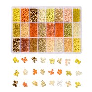 288G 24 Colors Glass Seed Beads, Round, Mixed Color, 6/0, 4~5x2.5~4.5mm, Hole: 1.2~1.5mm, 12g/color(SEED-JQ0005-01C-4mm)