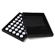 Wood Jewelry Display Case Box with 35 Mini Column Plastic Screw Top Foam Gem Jars, Gemstone Diamond Storage Showcase Tray, Clear, 23.5x31x2.9cm, Box: 2.95x2.1cm, Inner Diameter: 2.5cm(CON-NH0001-04B)