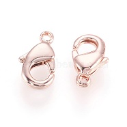 Brass Lobster Claw Clasps, Nickel Free, Real Rose Gold Plated, 10x5x2.5mm, Hole: 1mm(KK-T014-121RG)