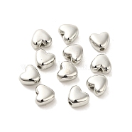 CCB Plastic Beads, Heart, Platinum, 7x8x4.5mm, Hole: 1.5mm, about 3125pcs/500g(CCB-P014-01P)