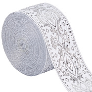 Ethnic Style Polyester Silk Grosgrain Ribbon, Double-Face, Floral Pattern, White, 1/8 inch(3.3mm), about 7.66 Yards(7m)/Bag(OCOR-GF0001-79A)