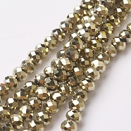 Electroplate Glass Beads Strands, Full Plated, Faceted, Rondelle, Antique Bronze Plated, 4~4.5x3mm, Hole: 0.5mm, about 145~150pcs/strand, 18.1~19.7 inch(46~50cm)(X-EGLA-F124-FP-01)