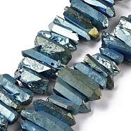 Natural Quartz Crystal Points Beads Strands, Dyed, Nuggets, Teal, 15~30x4~8x4~7mm, Hole: 1mm, 8 inch(G-K181-B16)