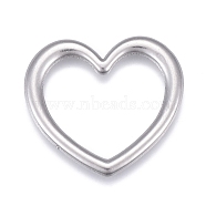 304 Stainless Steel Linking Rings, Heart, Stainless Steel Color, 23x26x2mm, Inner Diameter: 14x19.5mm(STAS-P245-34P-01)