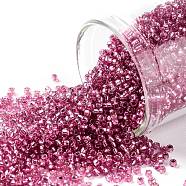 TOHO Round Seed Beads, Japanese Seed Beads, (2218) Silver Lined Mauve, 15/0, 1.5mm, Hole: 0.7mm, about 3000pcs/10g(X-SEED-TR15-2218)