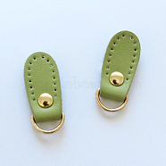 Cattlehide Zipper Heads, Leather Zipper Pullers, for Boot, Jacket, Luggage Bags, Handbags, Purse, Jacket Repairing, Yellow Green, 3.4x1.3cm(PURS-PW0001-463A)