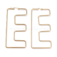 304 Stainless Steel Hoop Earrings, Golden, Letter.E, 76x33.5x2mm, 12 Gauge, Pin: 0.6x1.2mm(EJEW-F251-A02-E)