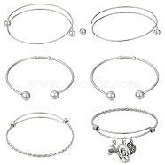 6Pcs 3 Styles 304 Stainless Steel Expandable Bangle Making, Stainless Steel Color, 50~65mm, 2pcs/style(STAS-OC0001-28)