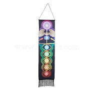 Chakra Theme Linen Wall Hanging Tapestry, Vertical Tapestry, with Tassel, Wood Rod & Iron Traceless Nail & Cord, for Home Decoration, Meditation, Rectangle, Caduceus Symbol, 164cm(DJEW-B006-03E)