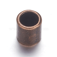 Tibetan Style Alloy Beads, Cadmium Free & Lead Free, Column, Red Copper Color, 9x8mm, Hole: 6mm(TIBEP-A101917-R-LF)