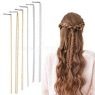 6Pcs 6 Styles Stainless Steel Punk Tassel Hair Clips Hair Extension Chain Clasps, Hair Bobby Pins Barrette, Ponytails Decorative Headwear for Party Women Girl, Golden & Stainless Steel Color, 550mm, 1pc/style(MRMJ-NB0001-18)