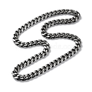 Ion Plating(IP) 304 Stainless Steel Cuban Link Chain Necklace, Antique Silver, 23.46 inch(59.6cm)(NJEW-P288-01A-AS)