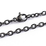 304 Stainless Steel Cable Chain Necklaces, Electrophoresis Black, 23.6 inch(60cm), 3mm(X-STAS-F016-22A)