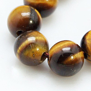 Natural Tiger Eye Beads Strands, Round, 14mm, Hole: 1~2mm, about 14pcs/strand, 8 inch(G-C076-14mm-1B)