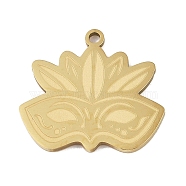 Carnival 304 Stainless Steel Pendants, Mask Charm, Golden, 21x23.5x1.5mm, Hole: 1mm(STAS-C095-06G)