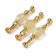 Rack Plating Brass and Citrine Flod Over Clasps, Oval, Real 18K Gold Plated, 48~50mm(KK-B103-05G-02)